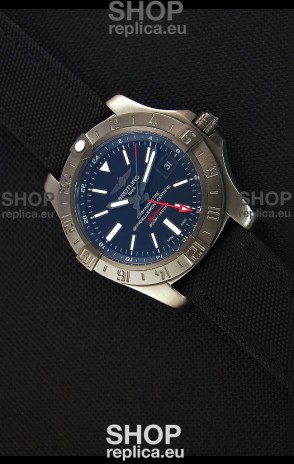 Breitling Avenger II BlackSteel GMT Swiss Replica Watch Nylon Strap 1:1 Mirror Replica Watch