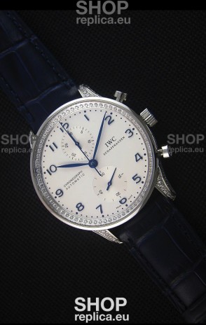 IWC Portuguese Chronograph White Dial with Diamonds 1:1 Mirror Replica Watch