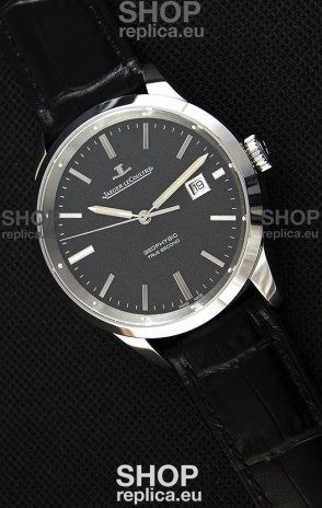 Jaeger LeCoultre Geophysic True Second Steel Case Watch Black Dial 