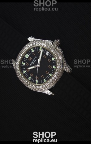 Patek Philippe Aquanaut Swiss Replica Watch with Diamonds Encrusted Casing 