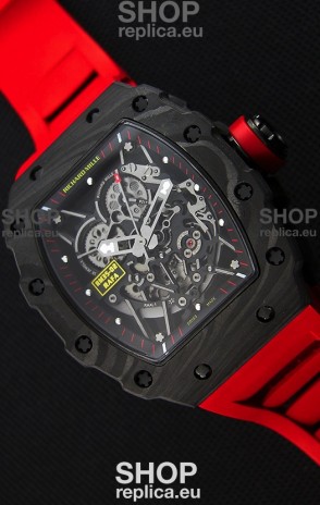Richard Mille RM35-2 Rafael Nadal Forged Carbon Case with Red Rubber Strap