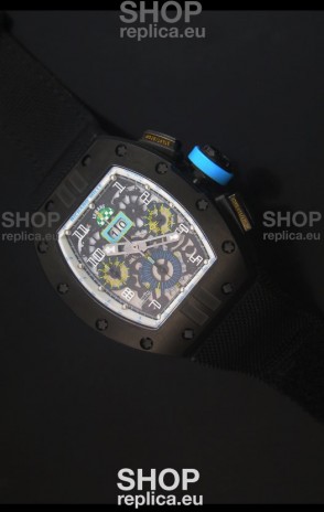 Richard Mille RM011 Filipe Massa PVD Swiss Replica Watch in Black Nylon Strap