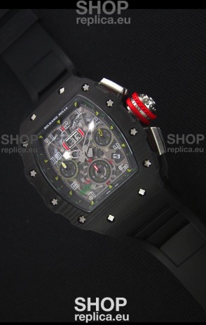 Richard Mille RM011-03 One Piece Black Forged Carbon Case Watch in Black Strap