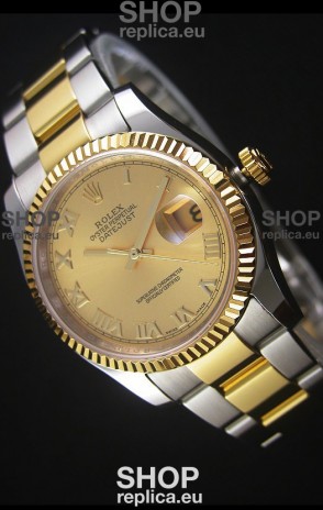 Rolex Datejust Replica Watch Gold Roman Dial in 36MM with 3135 Swiss Movement 
