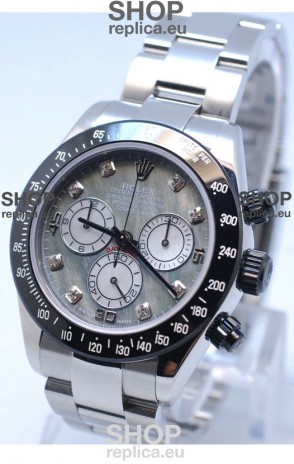 Rolex Daytona MonoBloc Cerachrom Bezel Swiss Replica Rose Gold Plated Watch in White Mother Pearl Dial