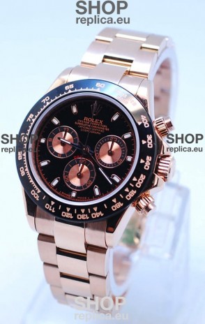 Rolex Daytona Chronograph MonoBloc Cerachrom Bezel Swiss Replica Watch in Rose Gold Plated