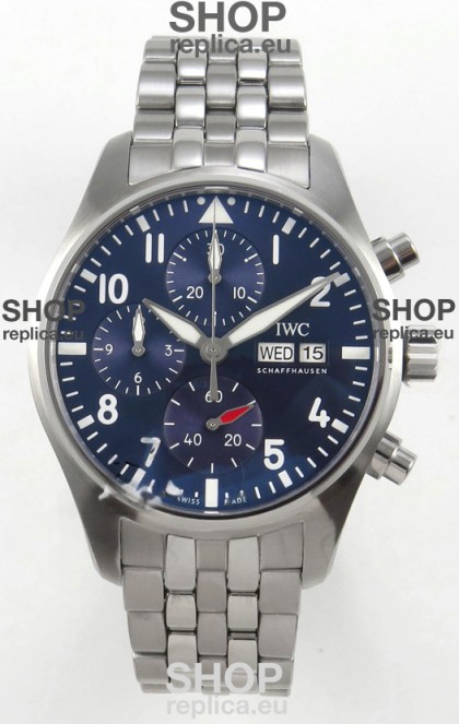 IWC Super Clone Pilot Chronograph Edition Blue Dial Swiss Replica Watch 