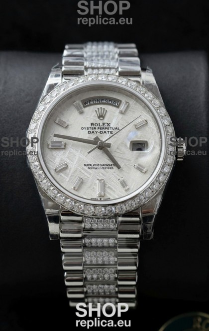 Rolex Day Date Presidential Stainless Steel Meteorite Dial Watch 40MM - 1:1 Mirror Quality