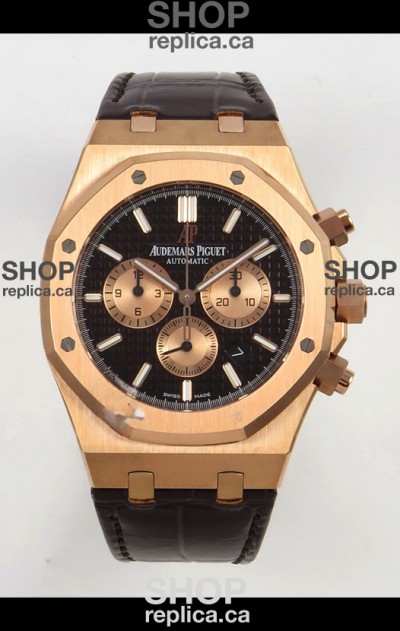 Royal Oak Chrono 26331 Rose Gold Black Dial Super Clone Watch 