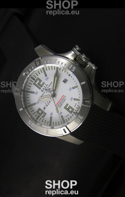 Ball Hydrocarbon Spacemaster Automatic Rubber Strap in White Dial - Original Citizen Movement 