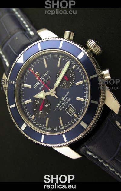 Breiting Superocean 2010 Heritage Swiss Chronograph Watch in Blue