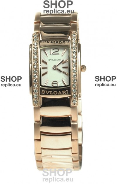 Bvlgari Rettangolo Japanese Replica Rose Gold Watch