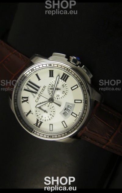Calibre De Cartier Chronograph Japanese Replica Watch in Steel