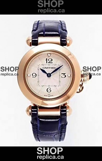Pasha De Cartier Rose Gold Casing Watch 30MM Super Clone Watch 