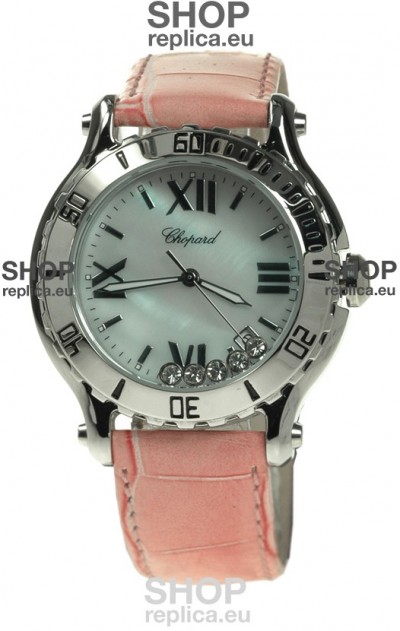 Chopard Happy Sport Diamonds Edition Replica Watch in Pink Strap