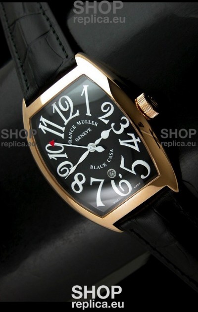 Franck Muller Geneve Casablanca Japanese Rose Gold Watch in Black Dial