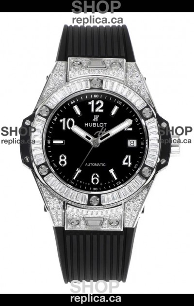 Hublot Big Bang One Click moissanite Paved Casing Super Clone Watch Black Dial