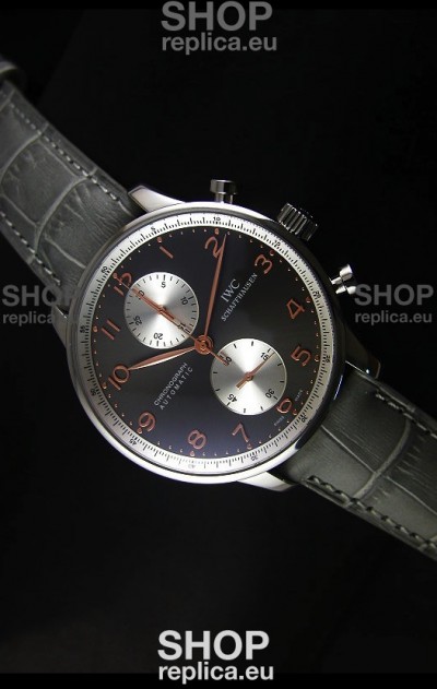 IWC Portuguese Chronograph Swiss Replica Watch in Steel Case - 1:1 Mirror Replica Edition