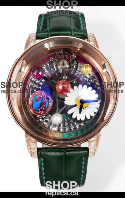 Jacob & CO Astronomia G-Dragon Rose Gold Green Strap Tourbillon Swiss Replica Watch