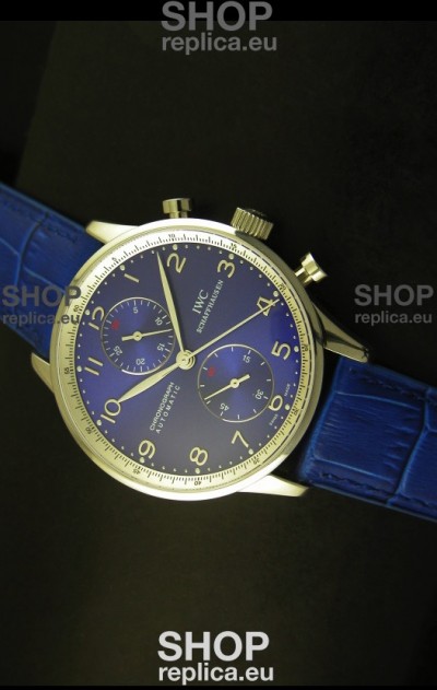 IWC Portuguese Chronograph Swiss Replica Watch in Steel Case - 1:1 Mirror Replica Edition