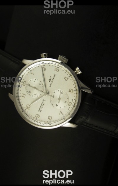 IWC Portuguese Chronograph Swiss Replica Watch in Steel Case - 1:1 Mirror Replica Edition