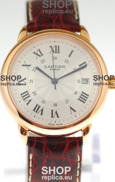 Ronde De Cartier Louis Swiss Replica Pink Gold Watch