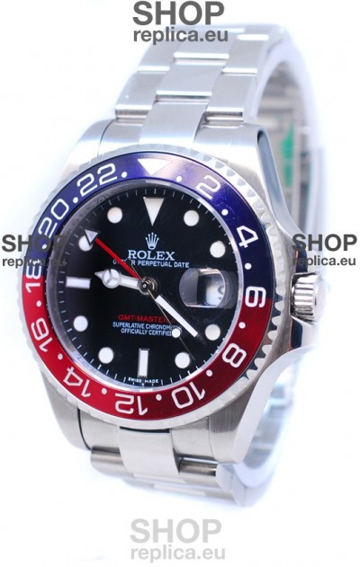 Rolex GMT Masters II 2011 Edition Swiss Replica Watch in Blue & Red Cerarmic Bezel