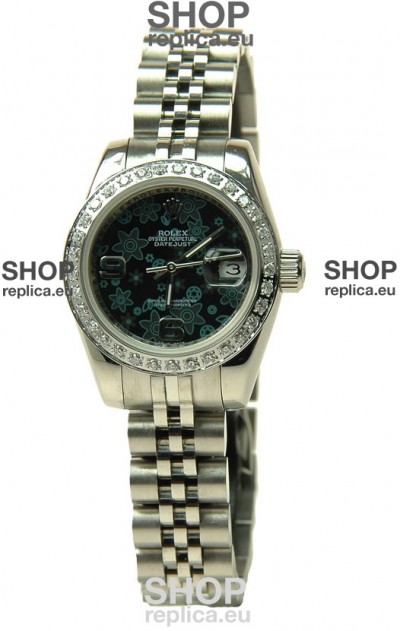 Rolex Datejust Floral Motif Ladies Swiss Replica Watch
