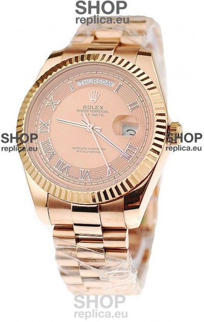 Rolex Day Date Pink Gold Swiss Replica Watch