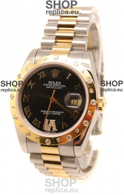 Rolex DateJust Mid-Sized Swiss Replica Gold Watch