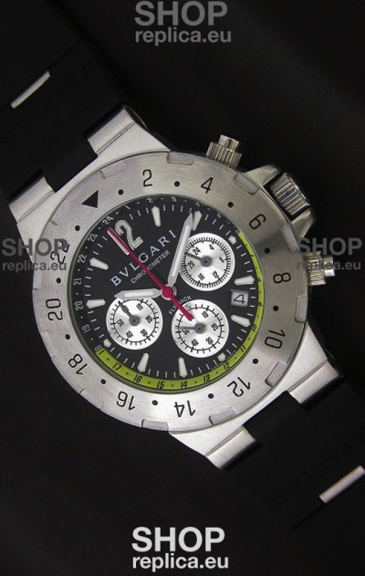 Bvlgari Diagono Chrono Swiss Replica Watch in Black Dial