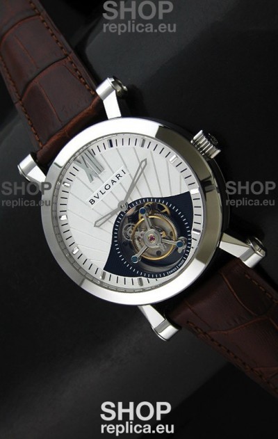 Bvlgari Sotirio Swiss Replica Tourbillon Watch in White Dial