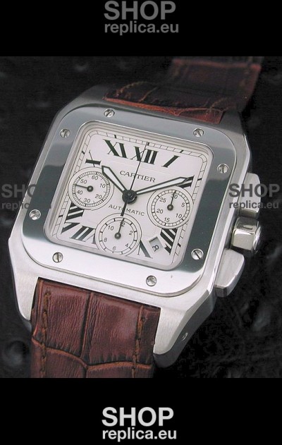 Cartier Santos Swiss Replica Watch in White Dial