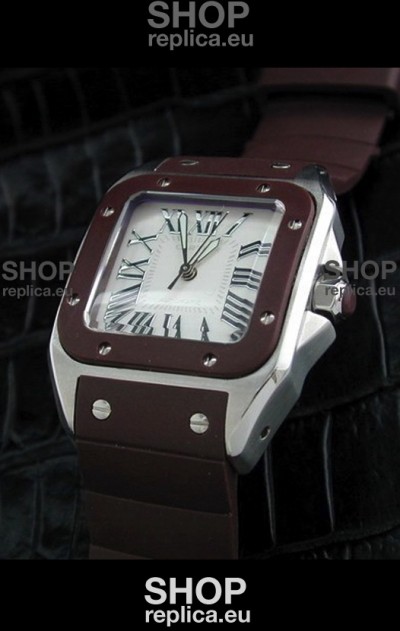 Cartier Santos Swiss Replica Watch in White Dial
