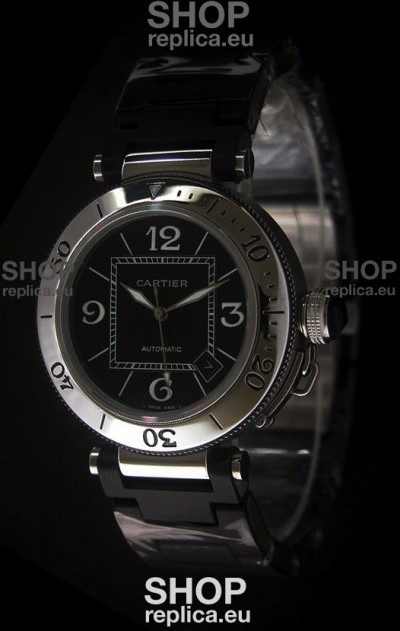 Cartier Pasha de Swiss Replica Watch in Black Dial