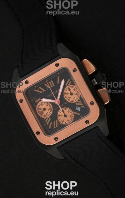 Cartier santos Swiss Replica Watch in Black Dial