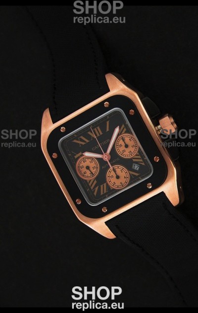 Cartier santos Swiss Replica Watch in Black Dial