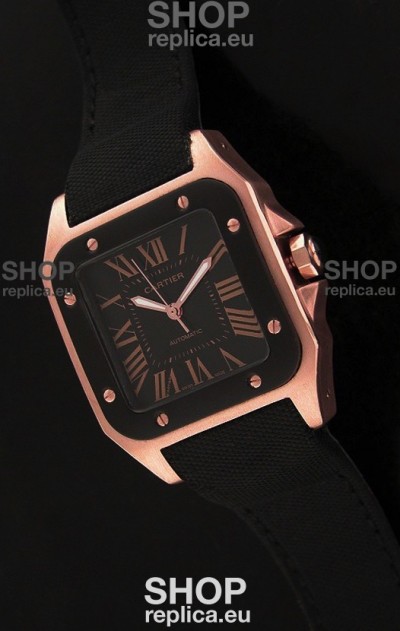 Cartier Santos Swiss Replica Watch in Black Dial