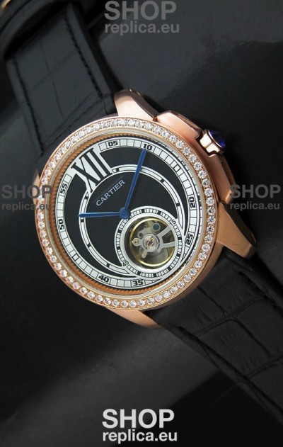 Calibre De Cartier Japanese Watch in Pink Gold Casing