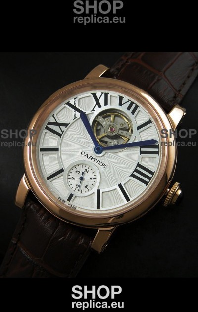 Ballon De Cartier Flying Tourbillon Japanese Replica Watch - Pink Gold Case