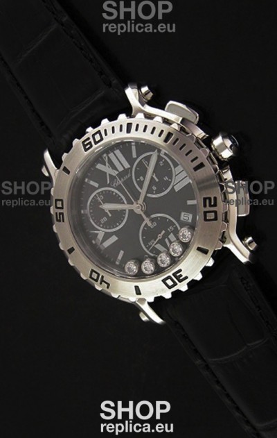 Chopard Happy Sport Swiss Replica Watch in Black Strap