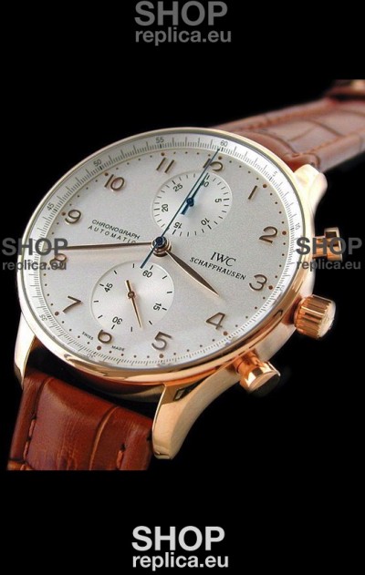 IWC Portuguese Chronograph Swiss Replica Watch in Rose Gold Casing