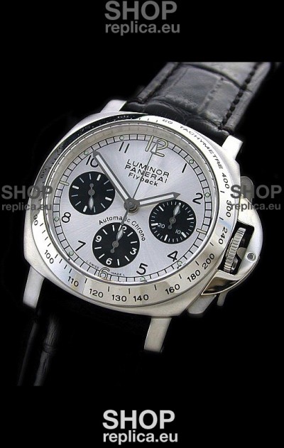 Panerai Luminor Flyback Automatic Swiss Watch in Silver Dial