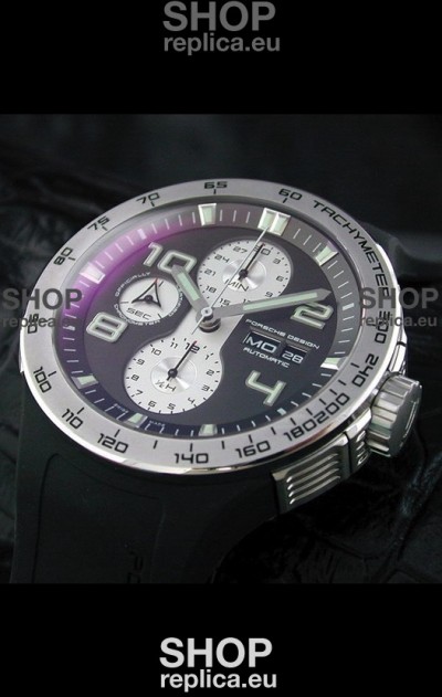 Porsche Design Flat Six P'6340 Swiss Chronograph Watch in Black Dial