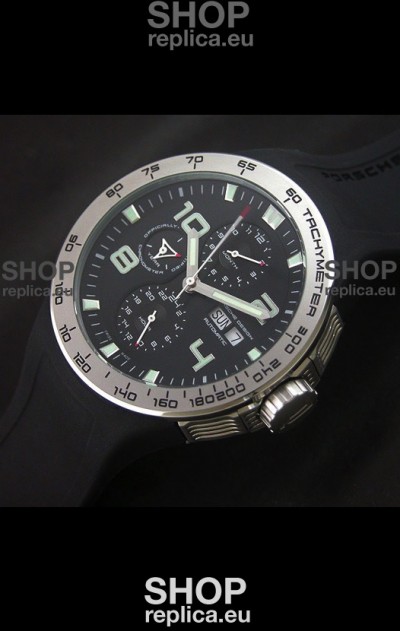 Porsche Design Flat Six P'8340 Swiss Chronograph Watch in Black Dial
