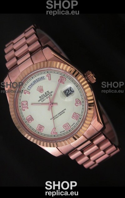 Rolex Day Date Swiss Replica Steel Watch in Arabic Markers