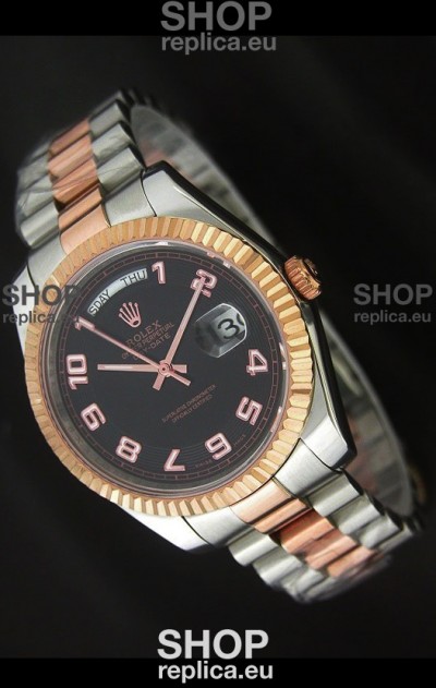 Rolex Oyster Perpetual Day Date II Swiss Replica Watch in Black Dial