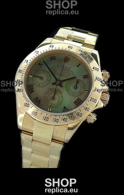 Rolex Daytona Cosmograph Swiss Replica Gold Watch in Color Mother of Pearl
