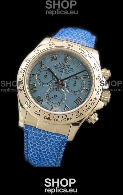 Rolex Daytona Cosmograph Swiss Replica Steel Watch in Blue Pearl Dial