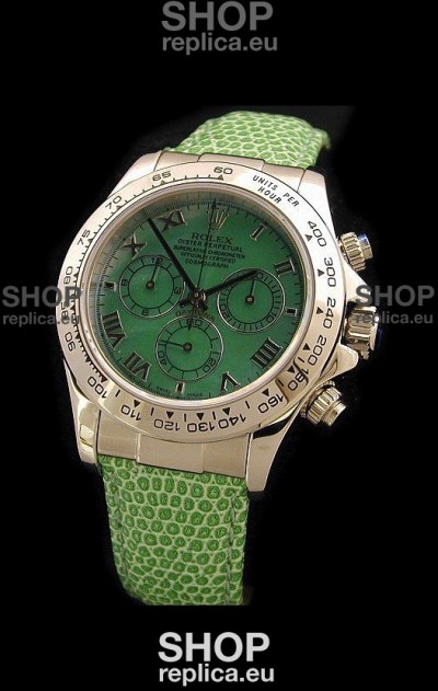 Rolex Daytona Cosmograph Swiss Replica Steel Watch in Green Pearl Dial